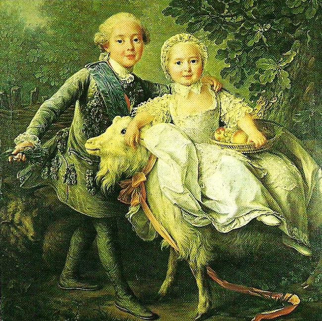 Francois-Hubert Drouais charles de france and his sister marie- adelaide oil painting picture